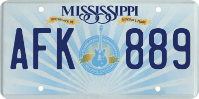 MS license plate AFK889