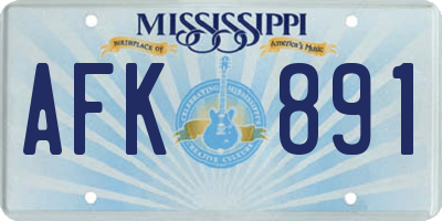 MS license plate AFK891
