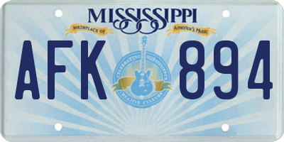 MS license plate AFK894