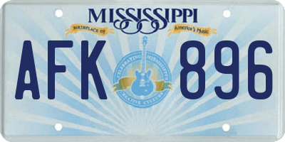 MS license plate AFK896