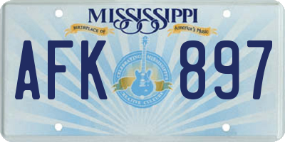 MS license plate AFK897
