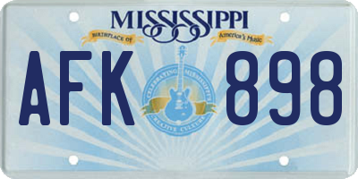 MS license plate AFK898