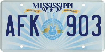 MS license plate AFK903
