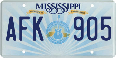 MS license plate AFK905