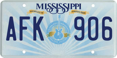 MS license plate AFK906