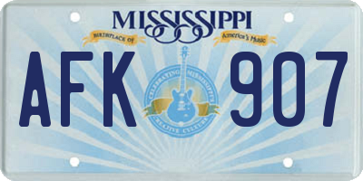 MS license plate AFK907