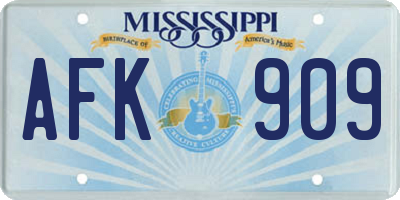 MS license plate AFK909
