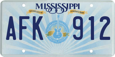 MS license plate AFK912