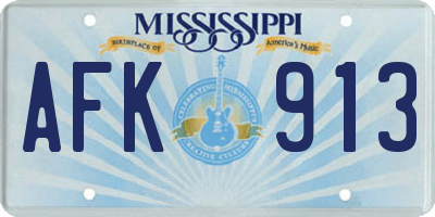 MS license plate AFK913