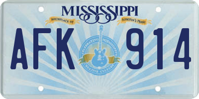 MS license plate AFK914