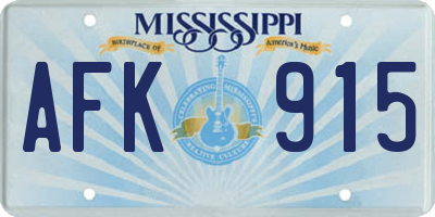 MS license plate AFK915