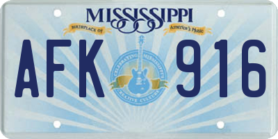 MS license plate AFK916