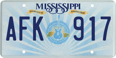 MS license plate AFK917