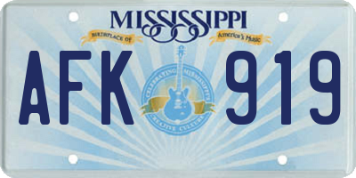 MS license plate AFK919