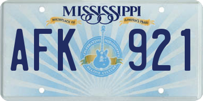 MS license plate AFK921