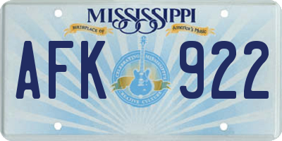 MS license plate AFK922