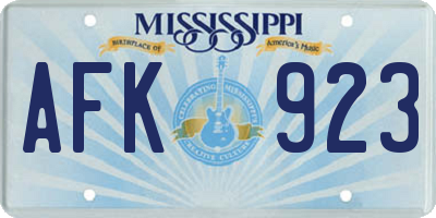 MS license plate AFK923