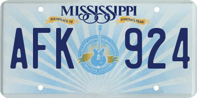 MS license plate AFK924