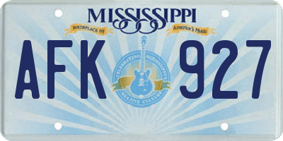 MS license plate AFK927