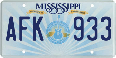 MS license plate AFK933