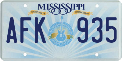 MS license plate AFK935