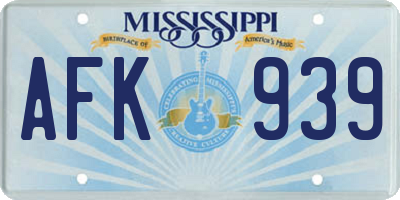 MS license plate AFK939