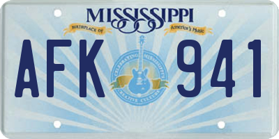 MS license plate AFK941