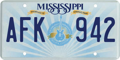MS license plate AFK942