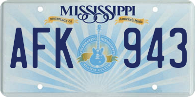 MS license plate AFK943