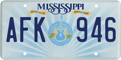 MS license plate AFK946