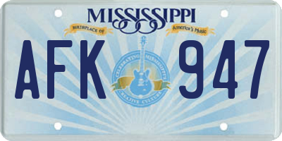 MS license plate AFK947
