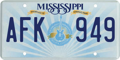 MS license plate AFK949