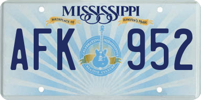 MS license plate AFK952