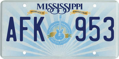 MS license plate AFK953