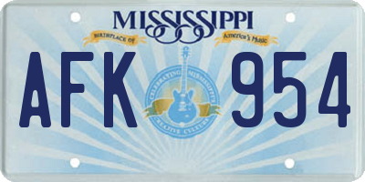 MS license plate AFK954