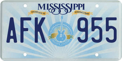 MS license plate AFK955