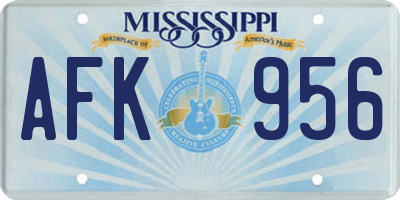 MS license plate AFK956