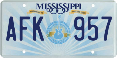 MS license plate AFK957