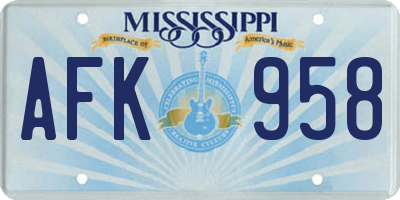 MS license plate AFK958