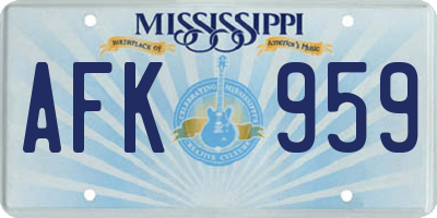 MS license plate AFK959