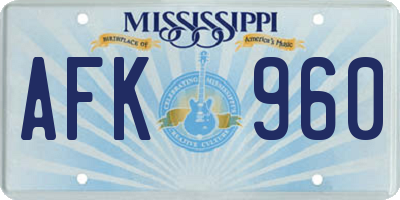 MS license plate AFK960