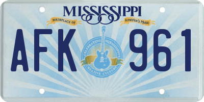 MS license plate AFK961