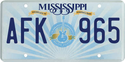 MS license plate AFK965