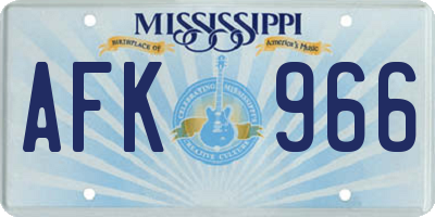 MS license plate AFK966