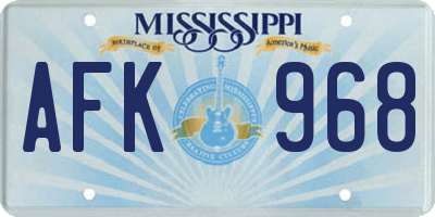 MS license plate AFK968