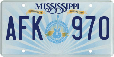 MS license plate AFK970