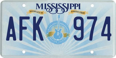 MS license plate AFK974