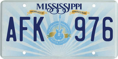 MS license plate AFK976