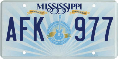 MS license plate AFK977