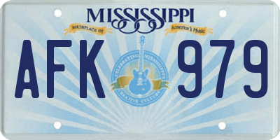 MS license plate AFK979
